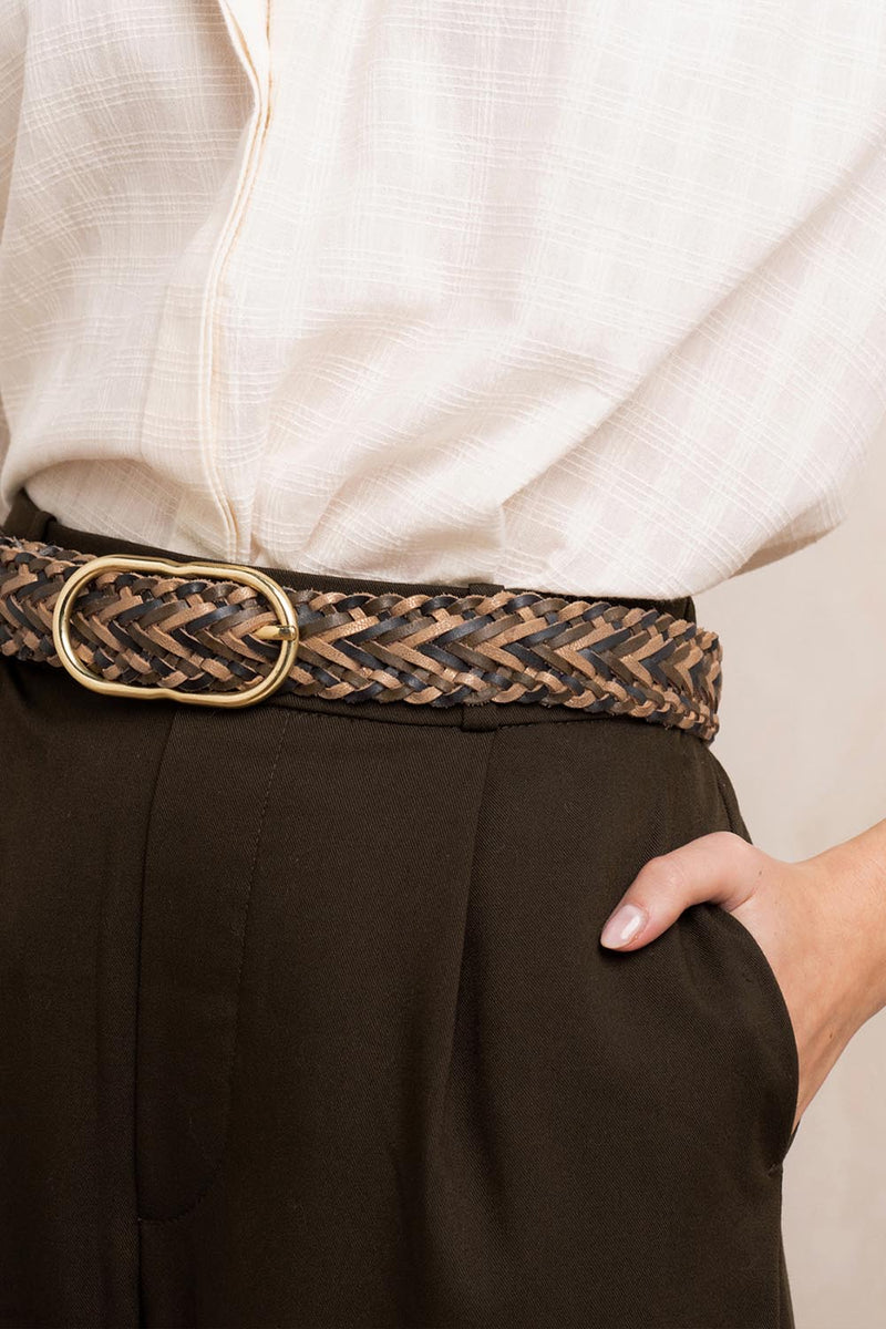 Ceinture Cléa Noir/Olive/Beige doré