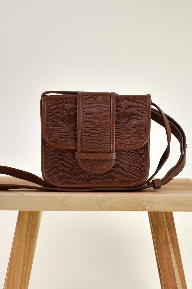 Sac Mini Raphael Lezard Cognac