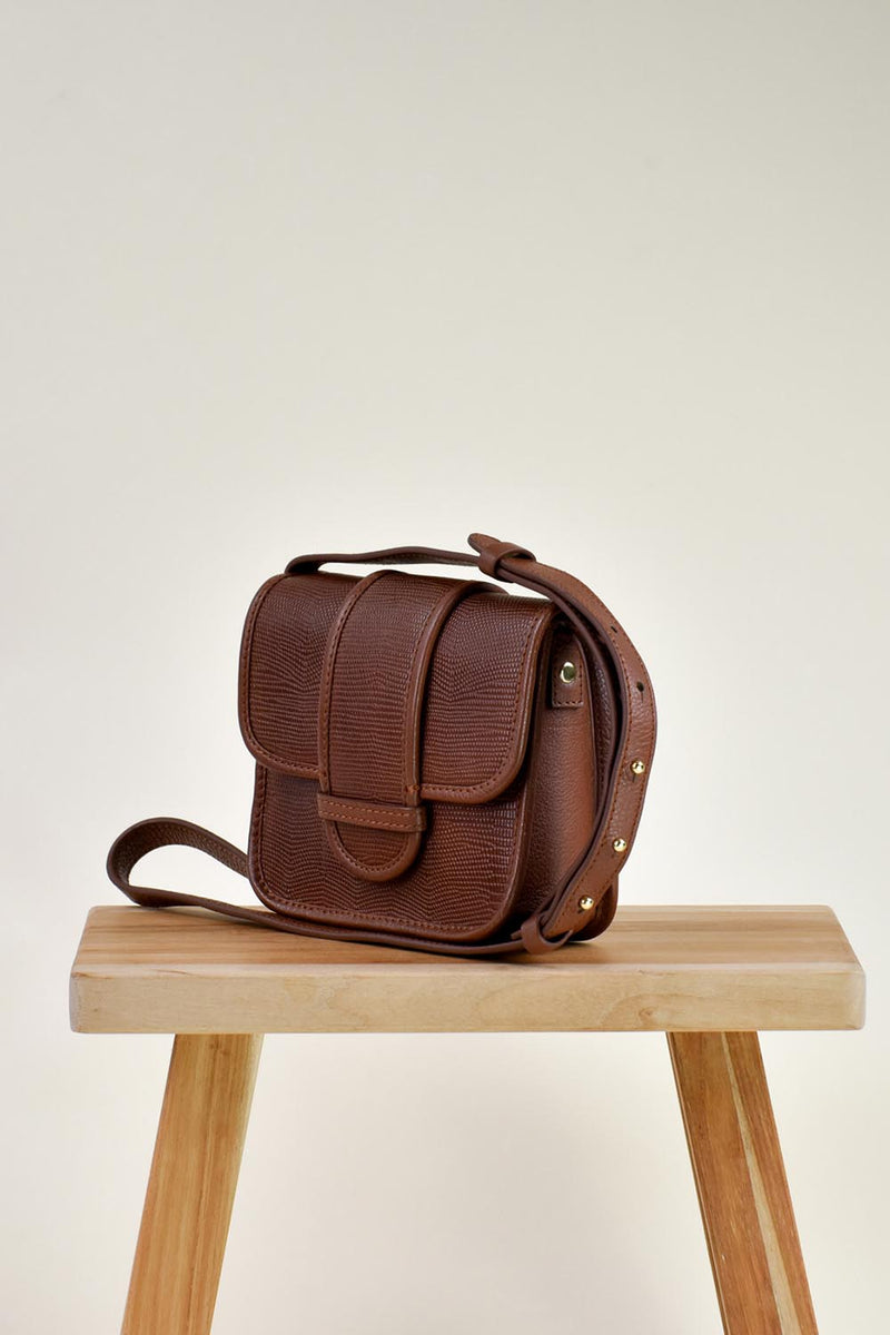 Sac Mini Raphael Lezard Cognac