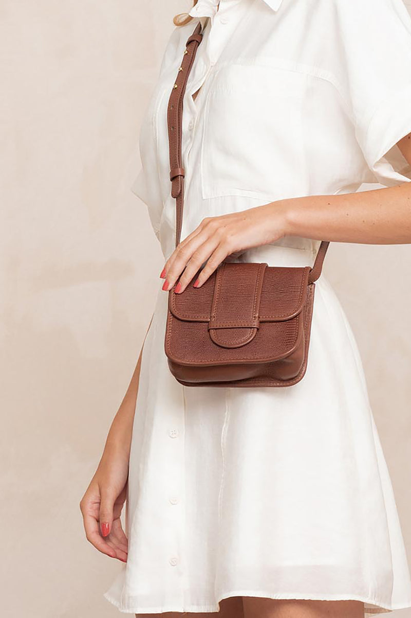 Sac Mini Raphael Lezard Cognac