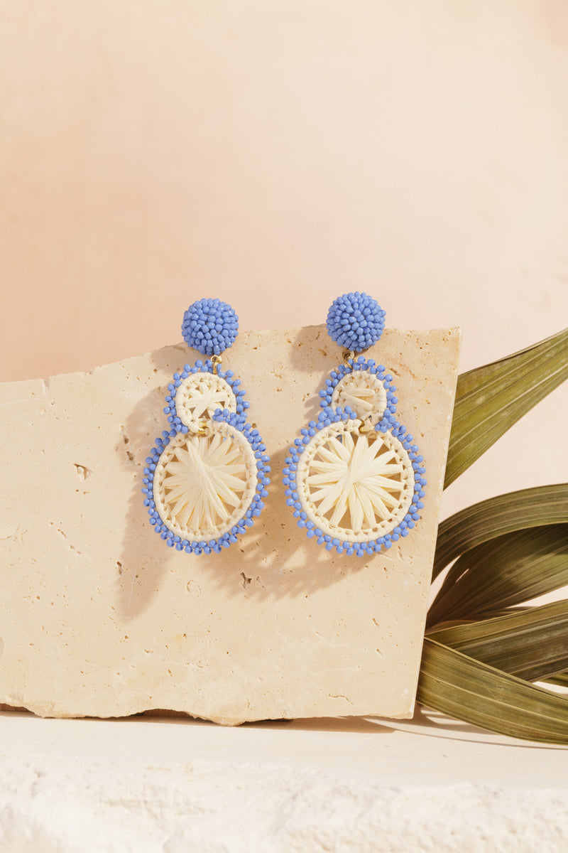 Pepitcho Ecru/Bleu Earrings