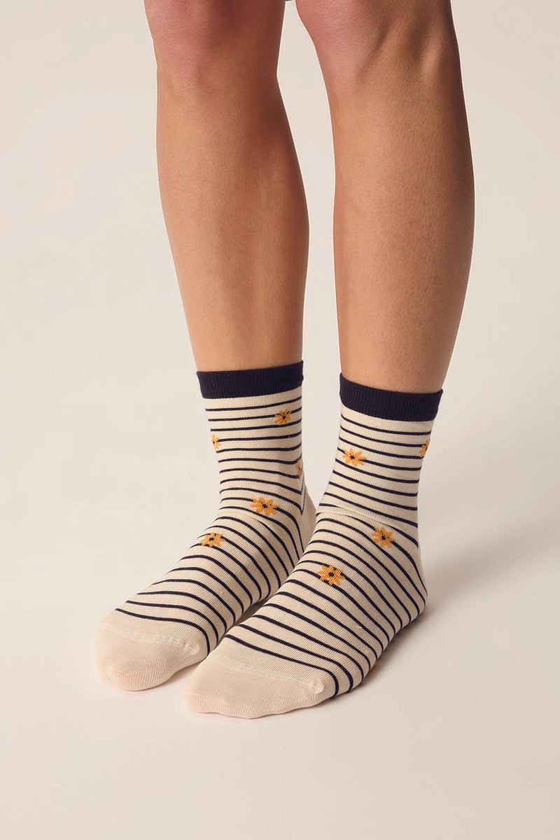 Socks Marcello Raye Ecru/Marine