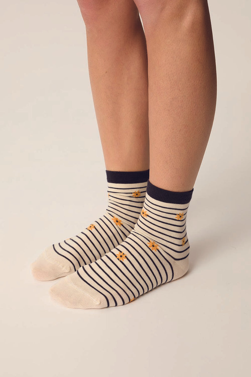 Socks Marcello Raye Ecru/Marine