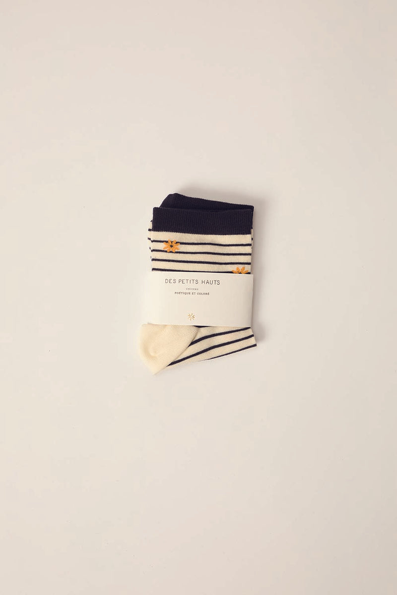 Socks Marcello Raye Ecru/Marine