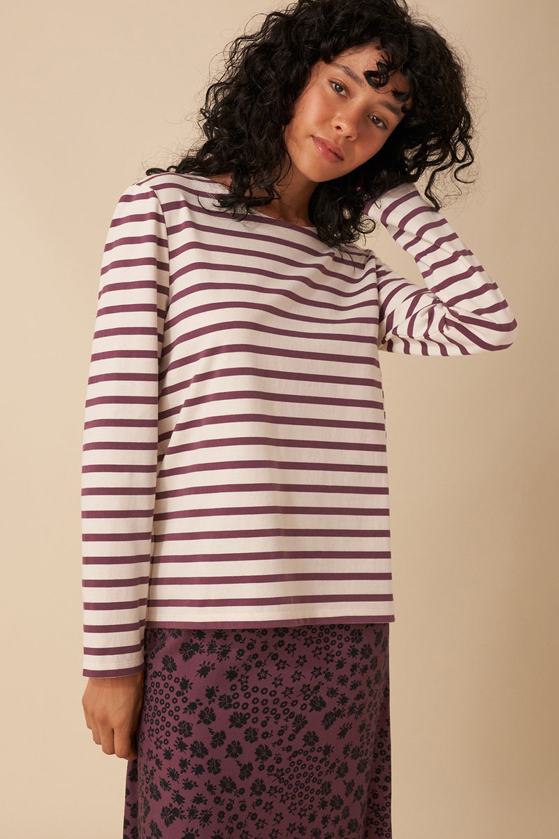 ecru/violette filipette striped jumper