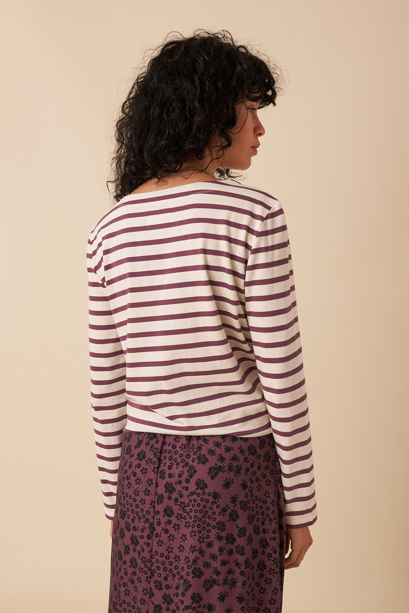 ecru/violette filipette striped jumper