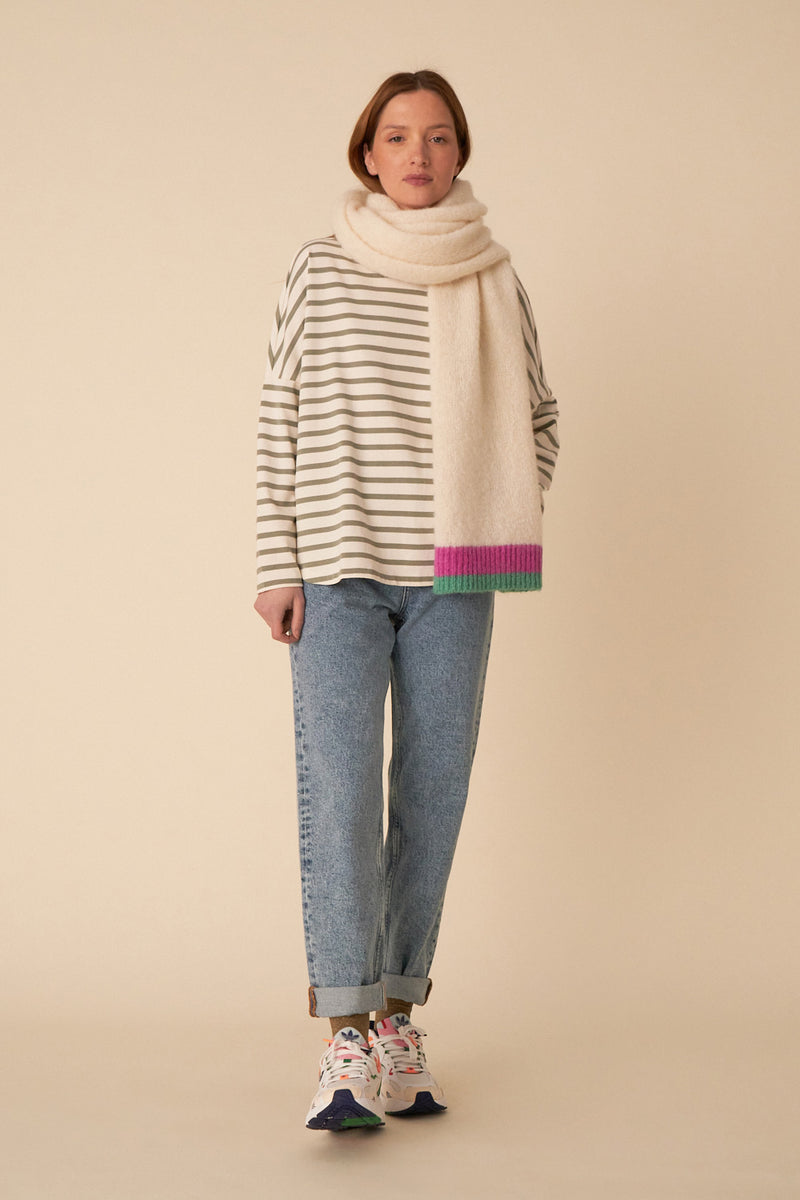 ecru/matcha filly striped jumper