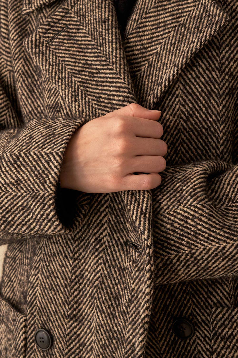 marta herringbone nerobi coat