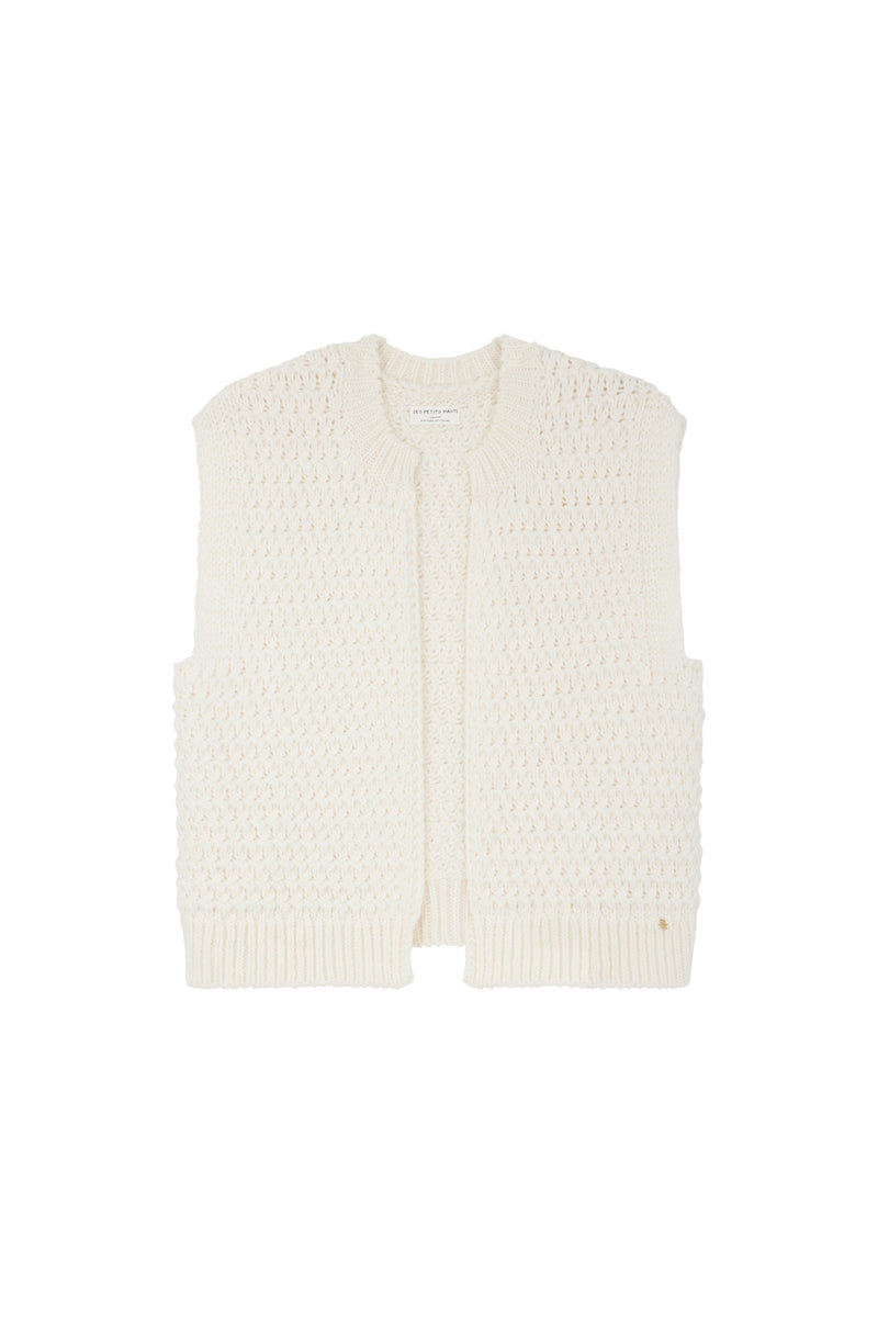 Sleeveless cardigan Aster Creme